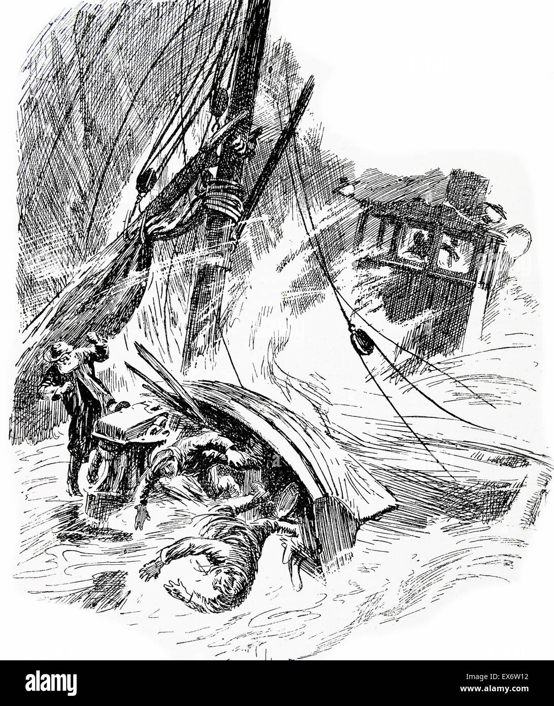 Marins en mer pendant une tempête terrible Banque D'Images