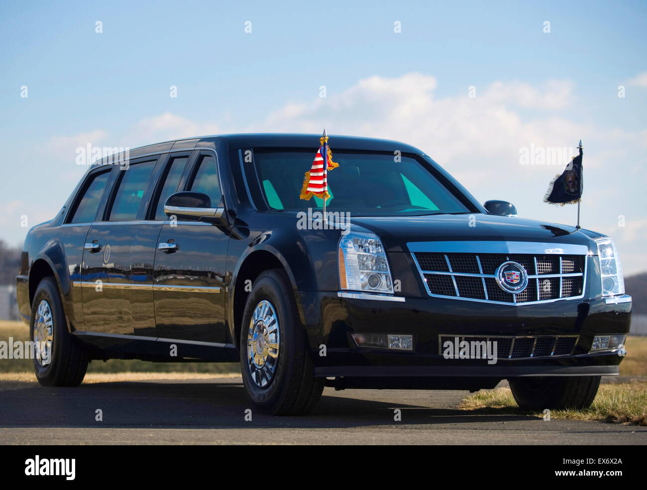 Limousine blindée du président des États-Unis Banque D'Images