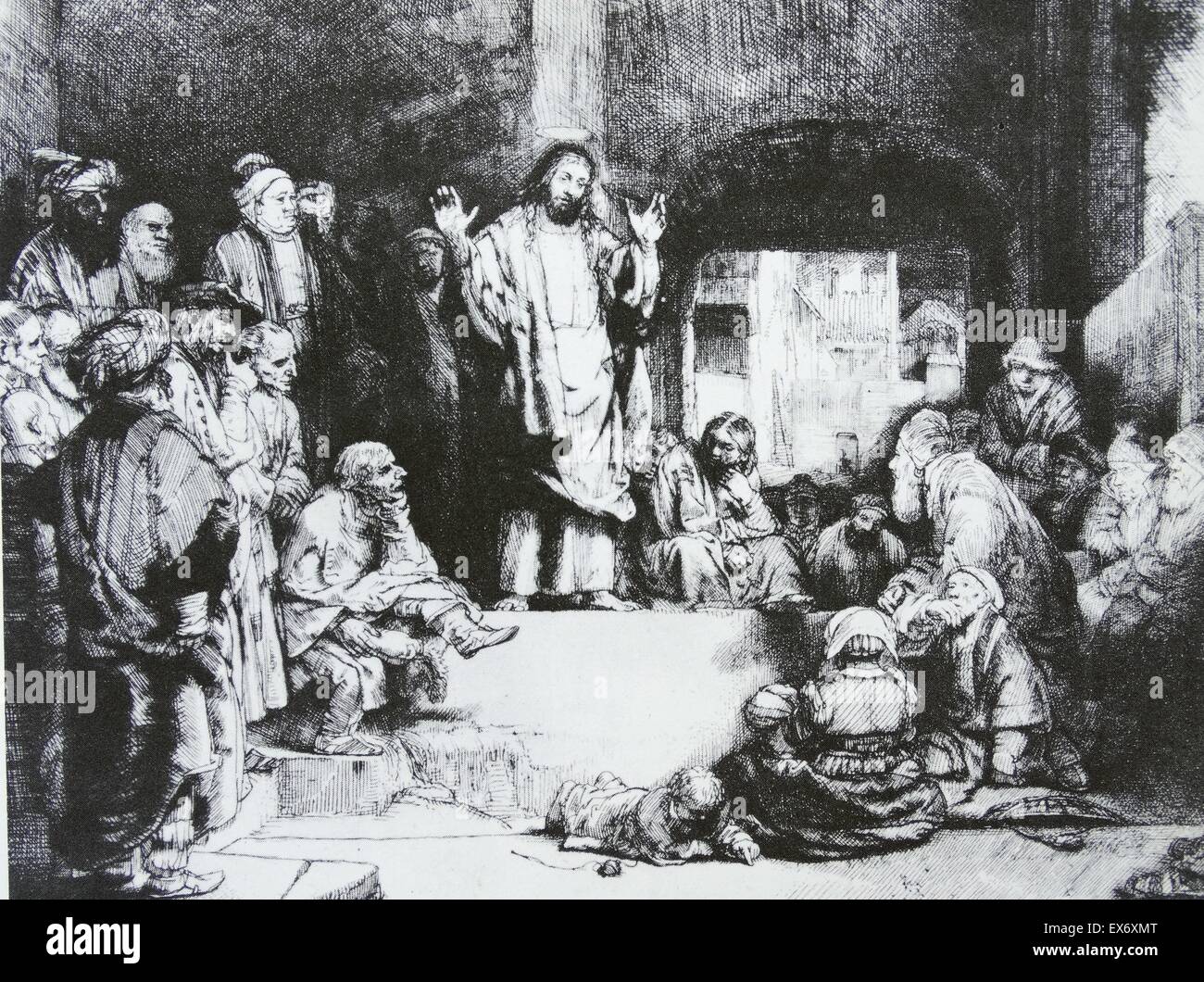 La prédication du Christ (1652), d'après Rembrandt Banque D'Images