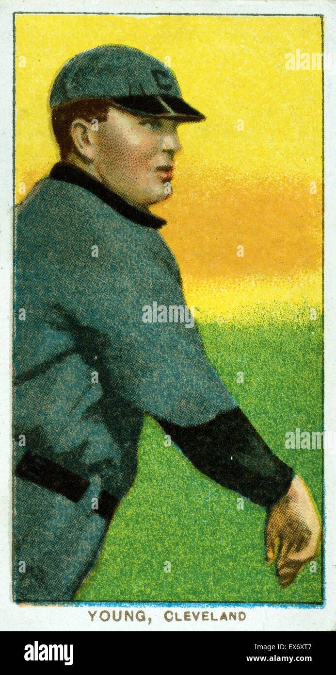 Cy Young, Cleveland Naps, portrait carte de base-ball. Parrain : American tobacco company. Banque D'Images
