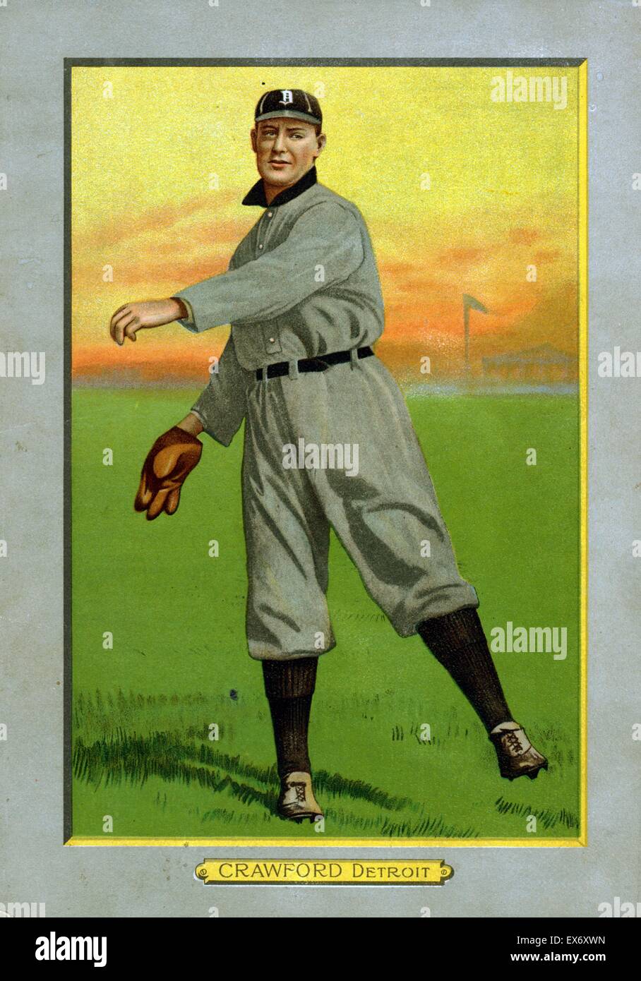 Outfielder 'Wahoo' Sam Crawford (1880 - 1960) de la carte de baseball des Detroit Tigers portrait 1911. Banque D'Images