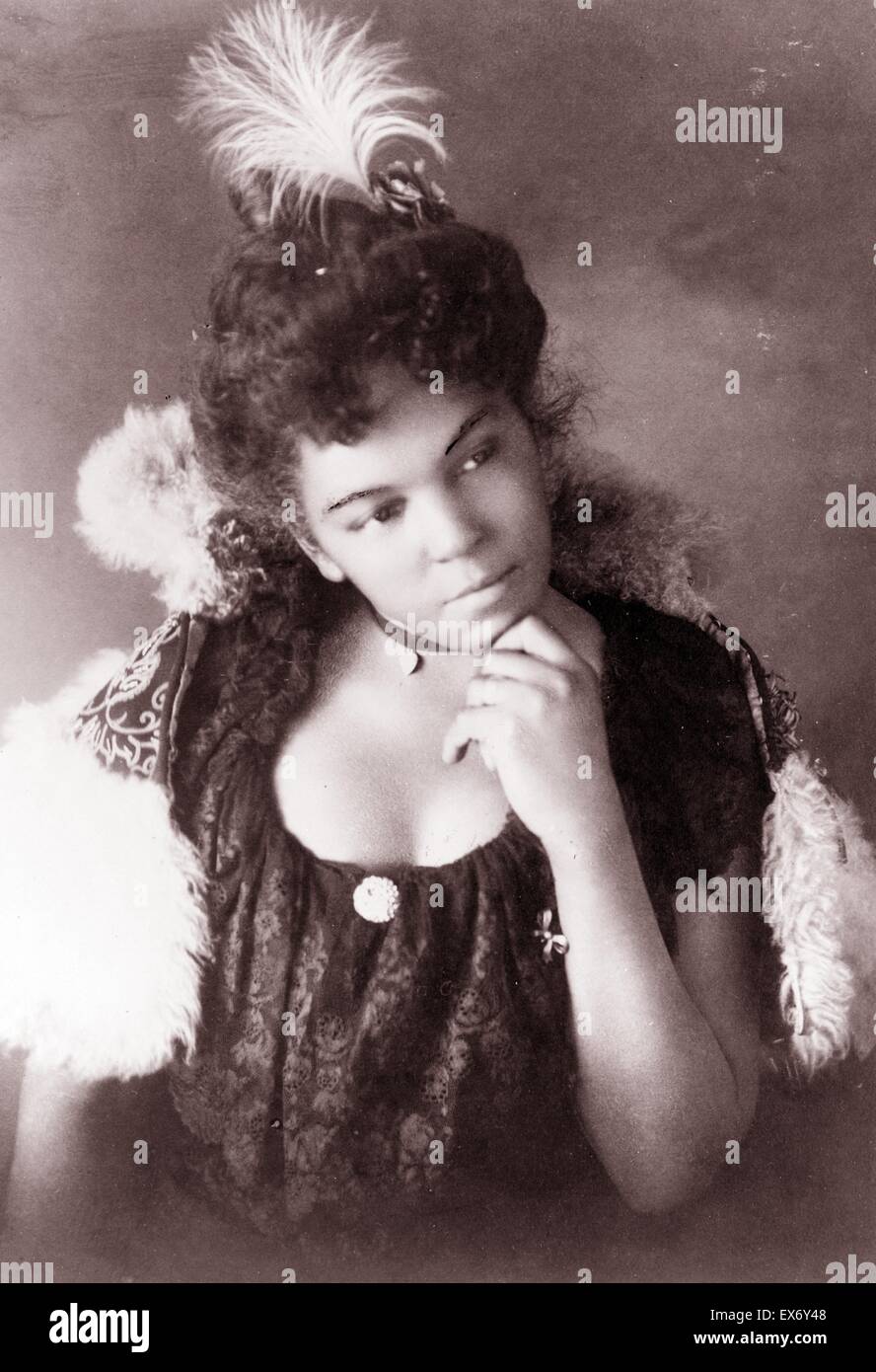 Young African American Woman portrait, demi-longueur, faisant face à droite, avec la main gauche sous le menton. Types de Nègres américains, compilé et rédigé par W.E.B. Du Bois. Banque D'Images