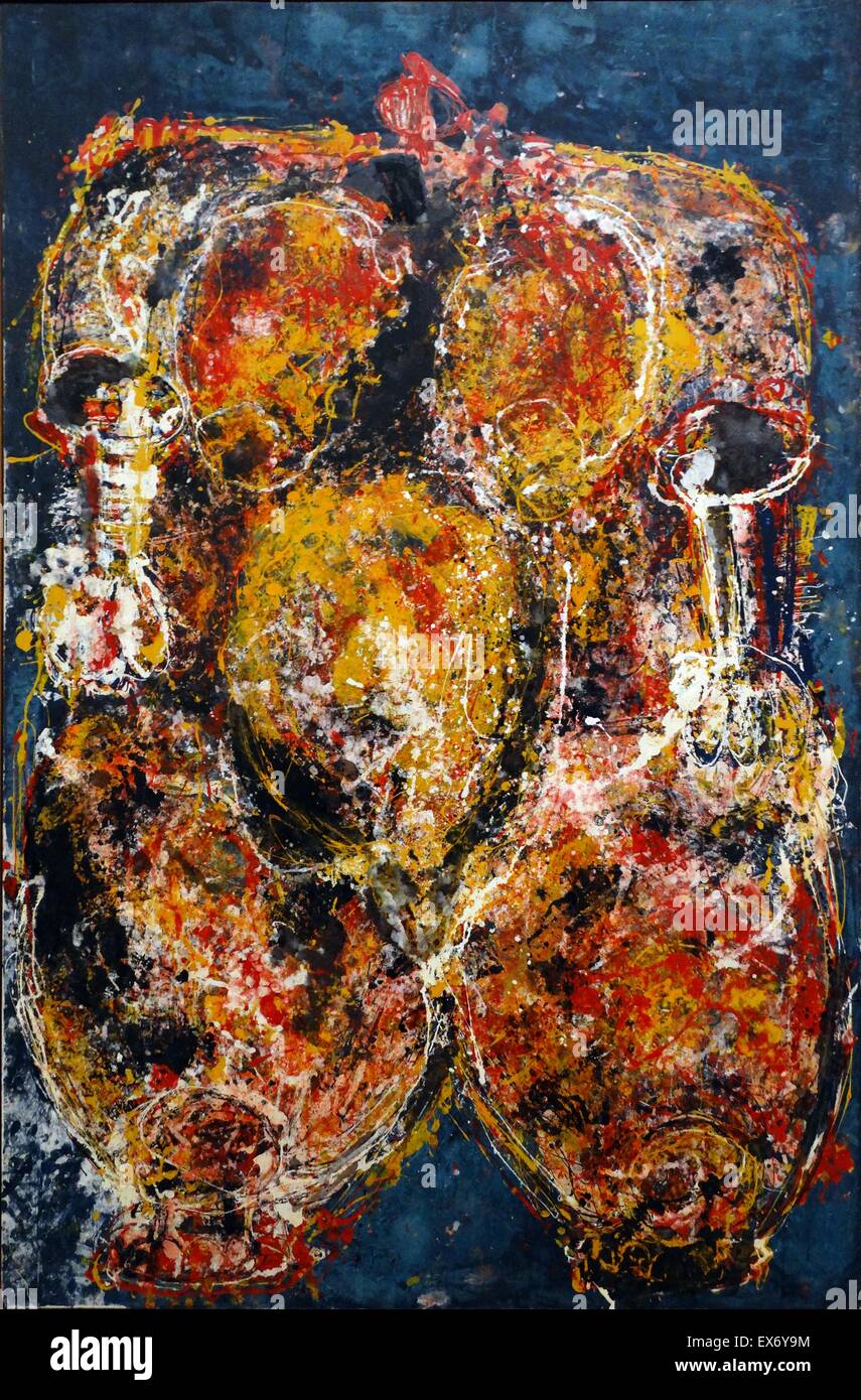 La Figure (femme) 1956-7 par Magda Cordell 1921-2008. Artiste hongrois. Peinture Huile sur panneau Banque D'Images