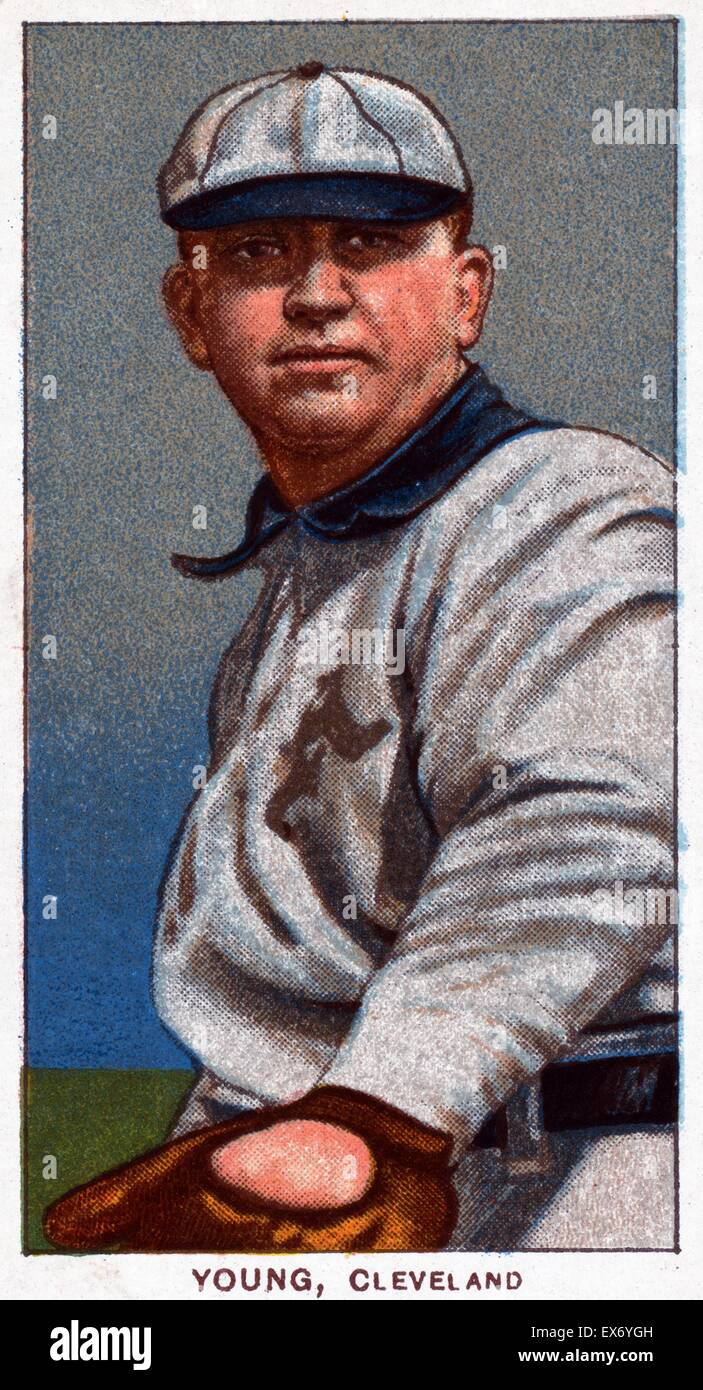 Cy Young, Cleveland Naps, portrait carte de base-ball. Sponsor : American tobacco company. Banque D'Images