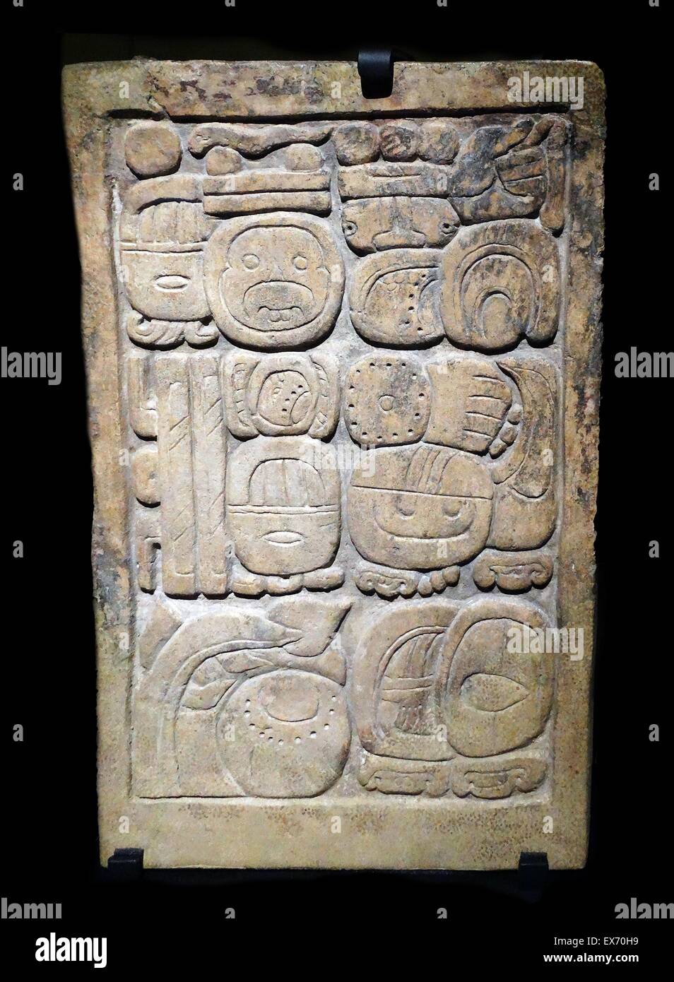 Glyphe Maya textes sur la Lapida Dupaix trouvés au site Maya de Palenque, Chiapas, Mexique. 600-900 AD. Gullermo Dupaix a été l'un des premiers Européens à observer, décrire et illustrer les sites archéologiques et d'artefacts du Chiapas, Oaxaca, et Yuca Banque D'Images
