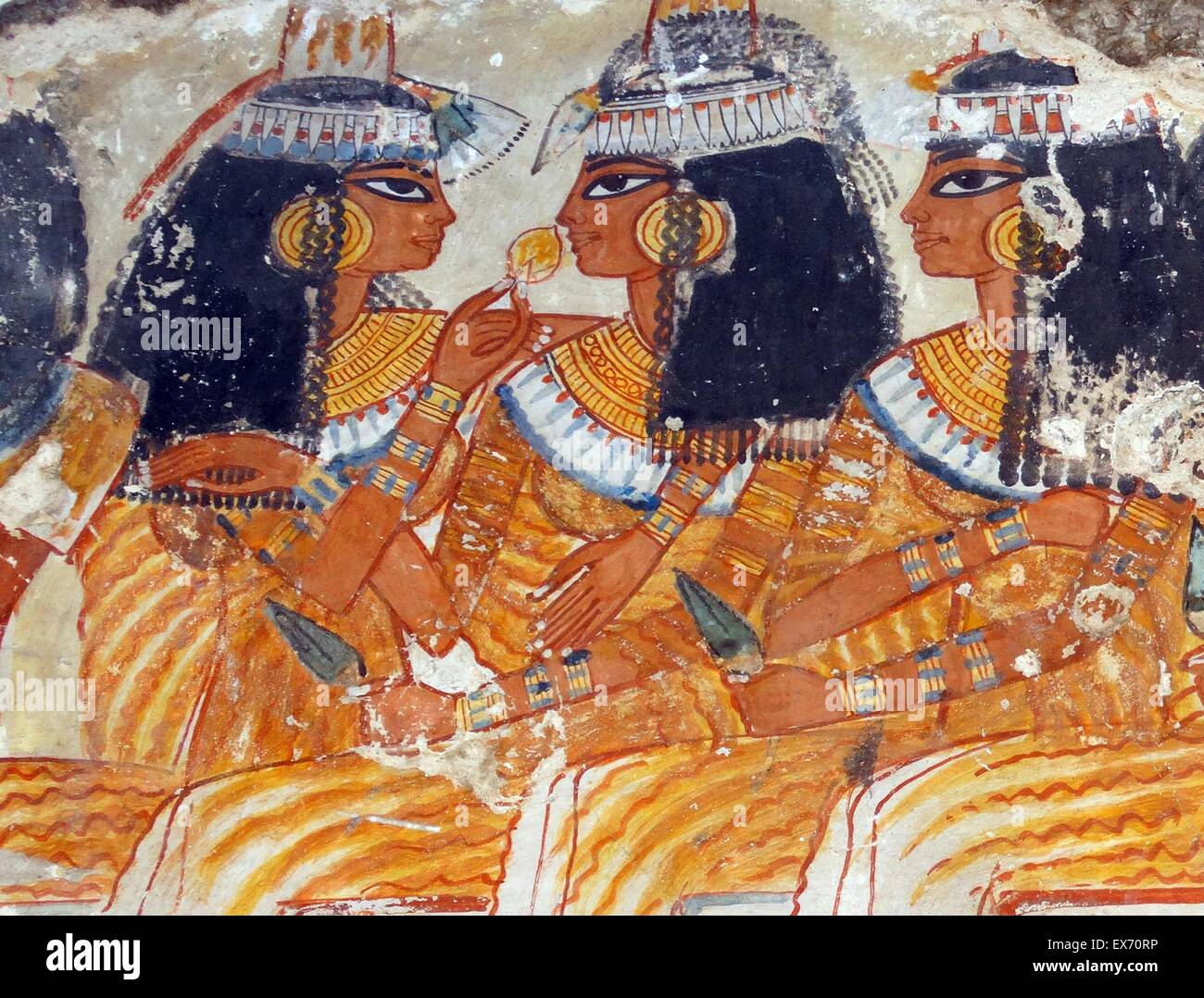 Des musiciens de haut deux registres de la scène du banquet. À partir de la xviiième dynastie, le tombeau de Nebamun, 1350-1370 BC. Banque D'Images