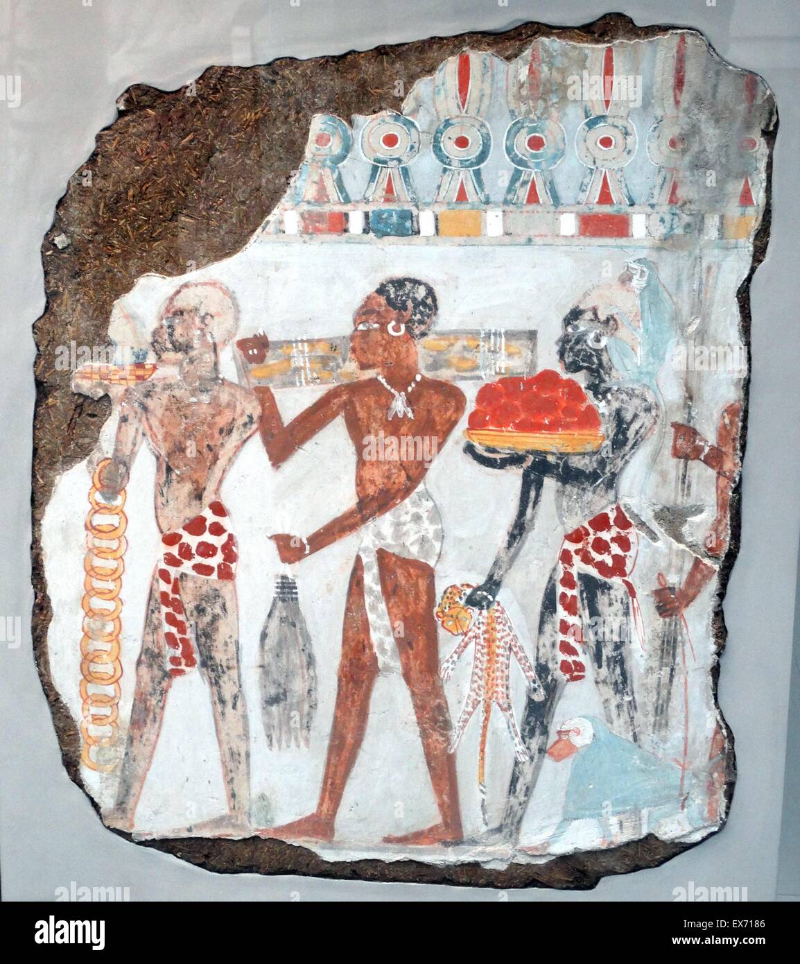 Peinture murale d'un tombeau égyptien montrant la présentation des produits africains à la xviiième dynastie pharaon, environ 1400 AV de la tombe-chapelle de Sebekhotep à Thèbes Banque D'Images