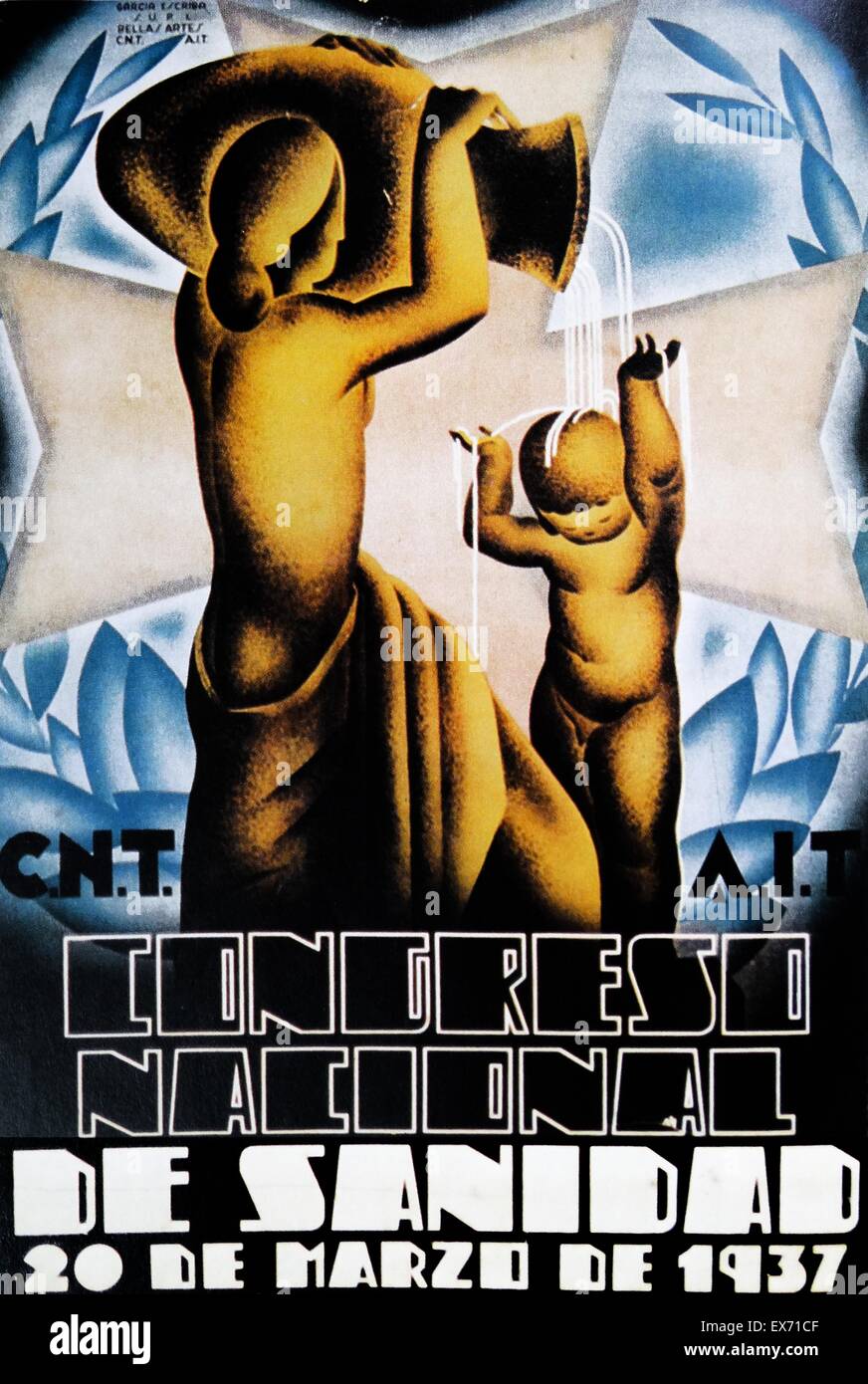 Affiche de propagande républicaine pendant la guerre civile espagnole. Congresso Nacional de Sanidad 1937 CNT Health Congress poster Banque D'Images