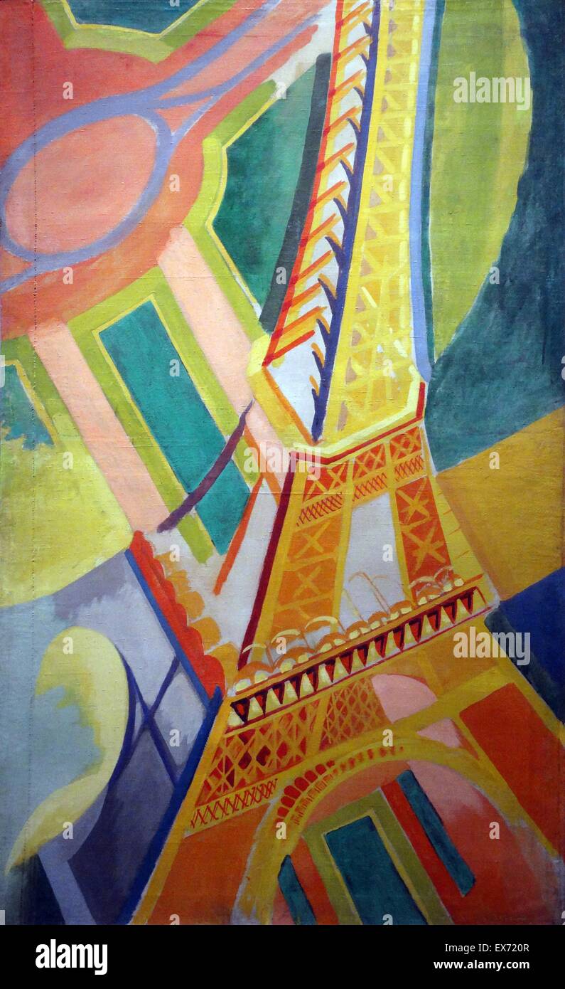 Tour Eiffel 1926 par Robert Delaunay, 1885-1941. Artiste français qui, avec son épouse Sonia Delaunay et d'autres, co-fondateur de l'Orphisme, mouvement d'art reconnu pour son utilisation de couleurs vives et des formes géométriques Banque D'Images