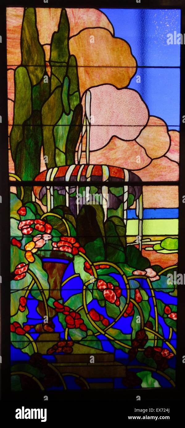 Francesc Labarta 1883-1963. L'artiste espagnol:Rigalt Granell I Cia 1903-1922. Panneau triptyque de vitraux Banque D'Images