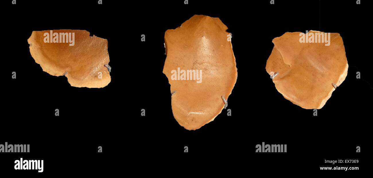 Silex. Outils en pierre tels que ceux-ci ont été utilisés pour tout, des tâches domestiques de boucherie. D'el-Amarna. dans l'Égypte ancienne. vers 1350 av. Banque D'Images