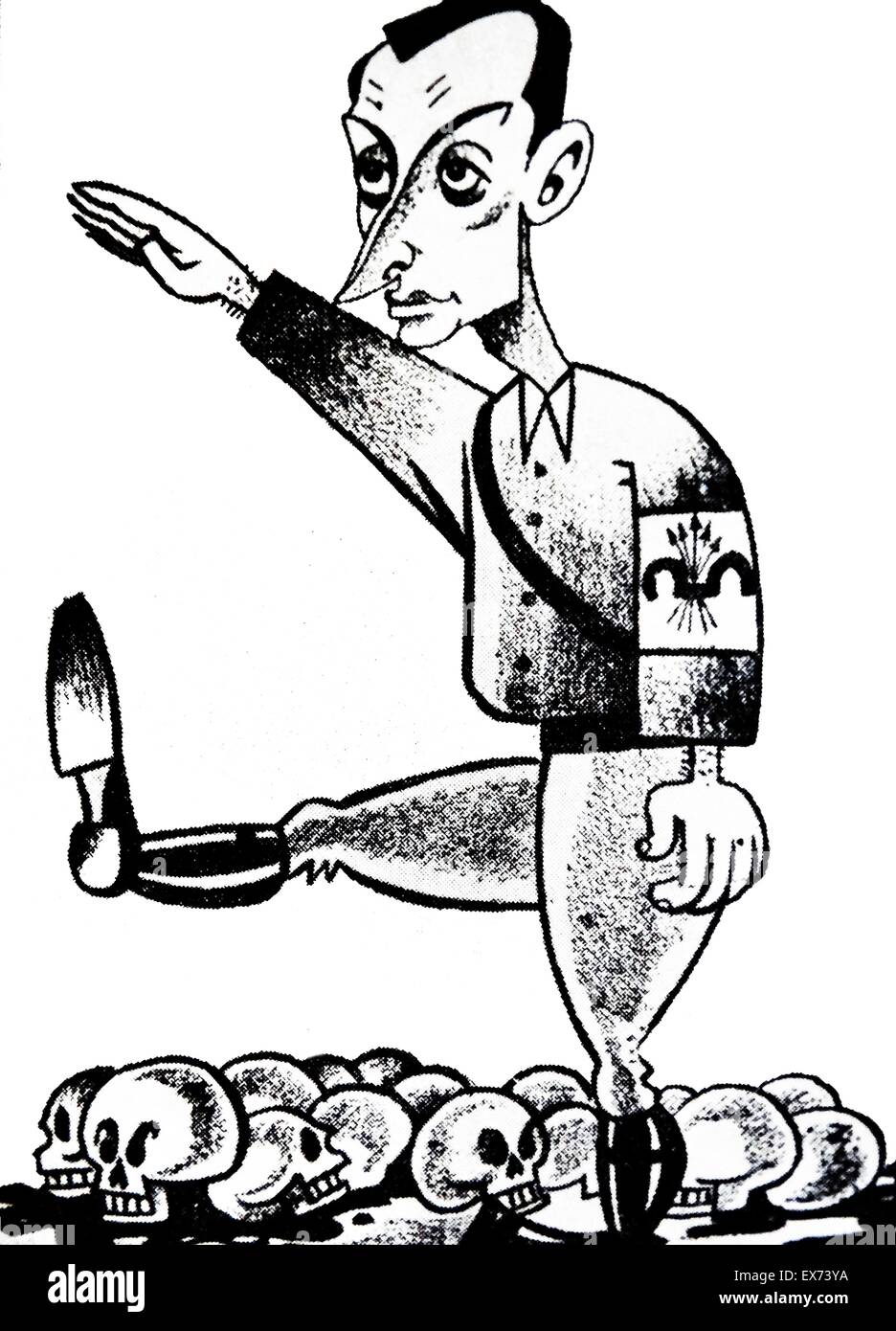 Caricature de Don José Antonio Primo de Rivera (1903 - 20 novembre 1936) Rivera fut le fondateur de la Falange Española ('Spanish' Phalanx). Il a été exécuté par le gouvernement républicain espagnol au cours de l'espagnol l'Waduring civile espagnole Banque D'Images