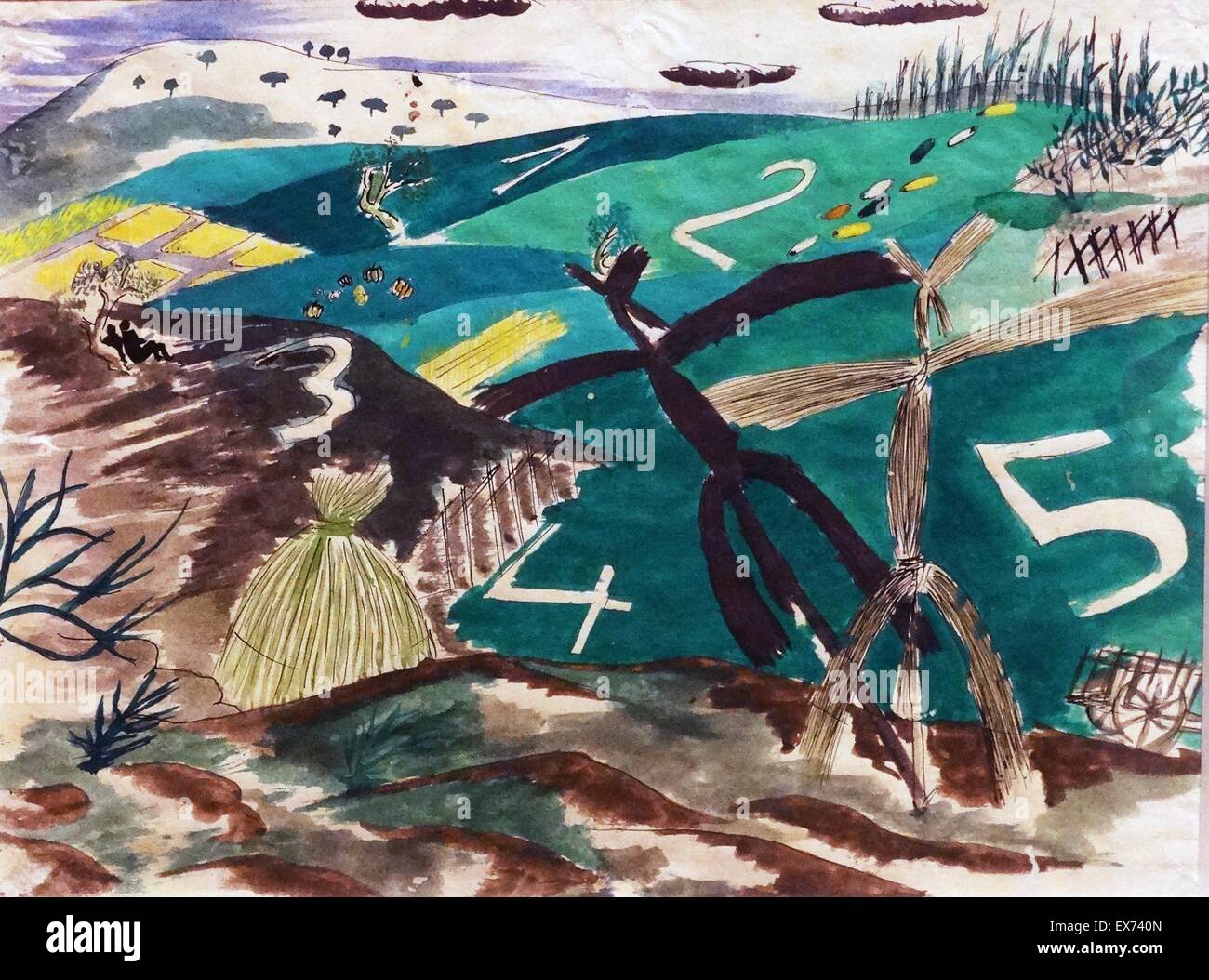Crime de guerre ' (pendant la Guerre Civile Espagnole) 1937. Par Jose Garcia Narezo 1922-1994. Gouache sur papier Banque D'Images