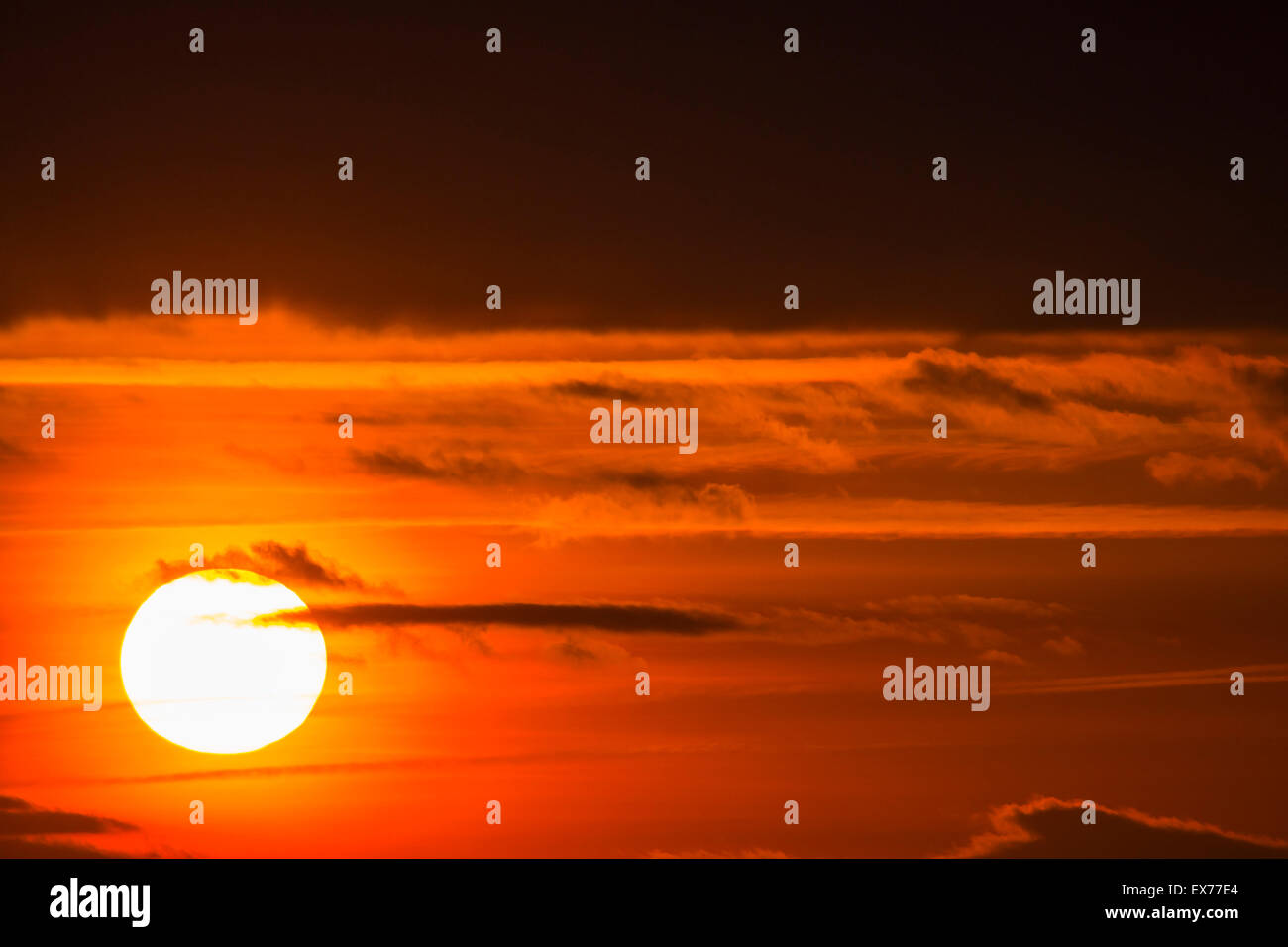 Coucher de soleil sur la frontière galloise hills de Leominster, Herefordshire, Angleterre. Banque D'Images