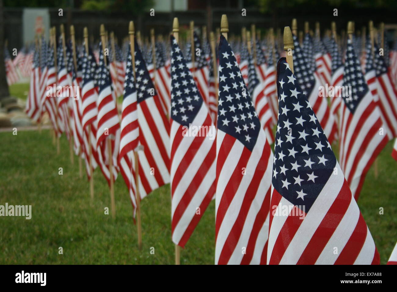 Des drapeaux américains, Memorial le 11 septembre, Menlo Park, en Californie. Banque D'Images
