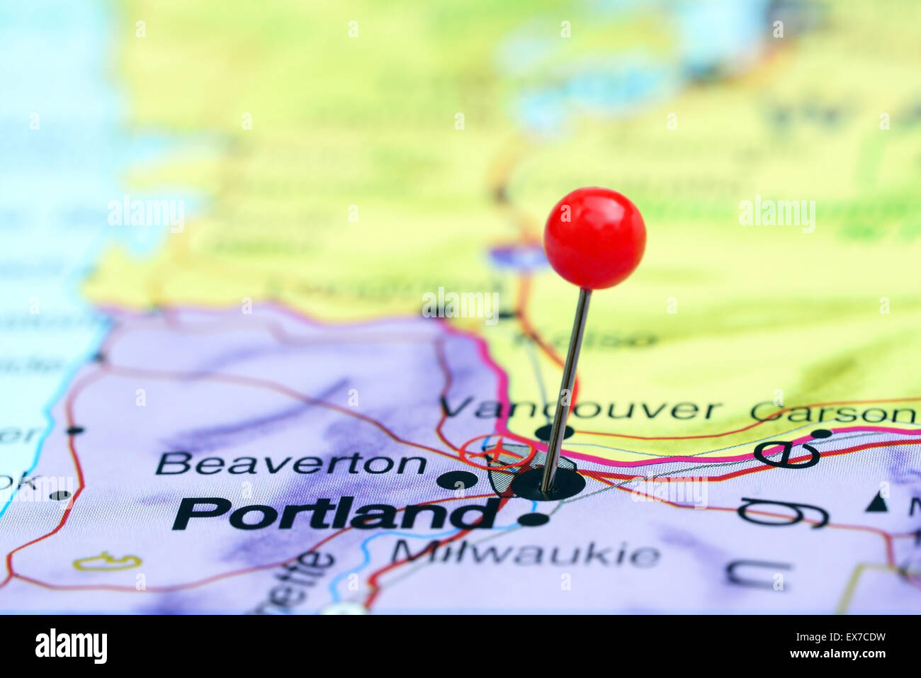 Portland épinglée sur une carte de France Photo Stock Alamy