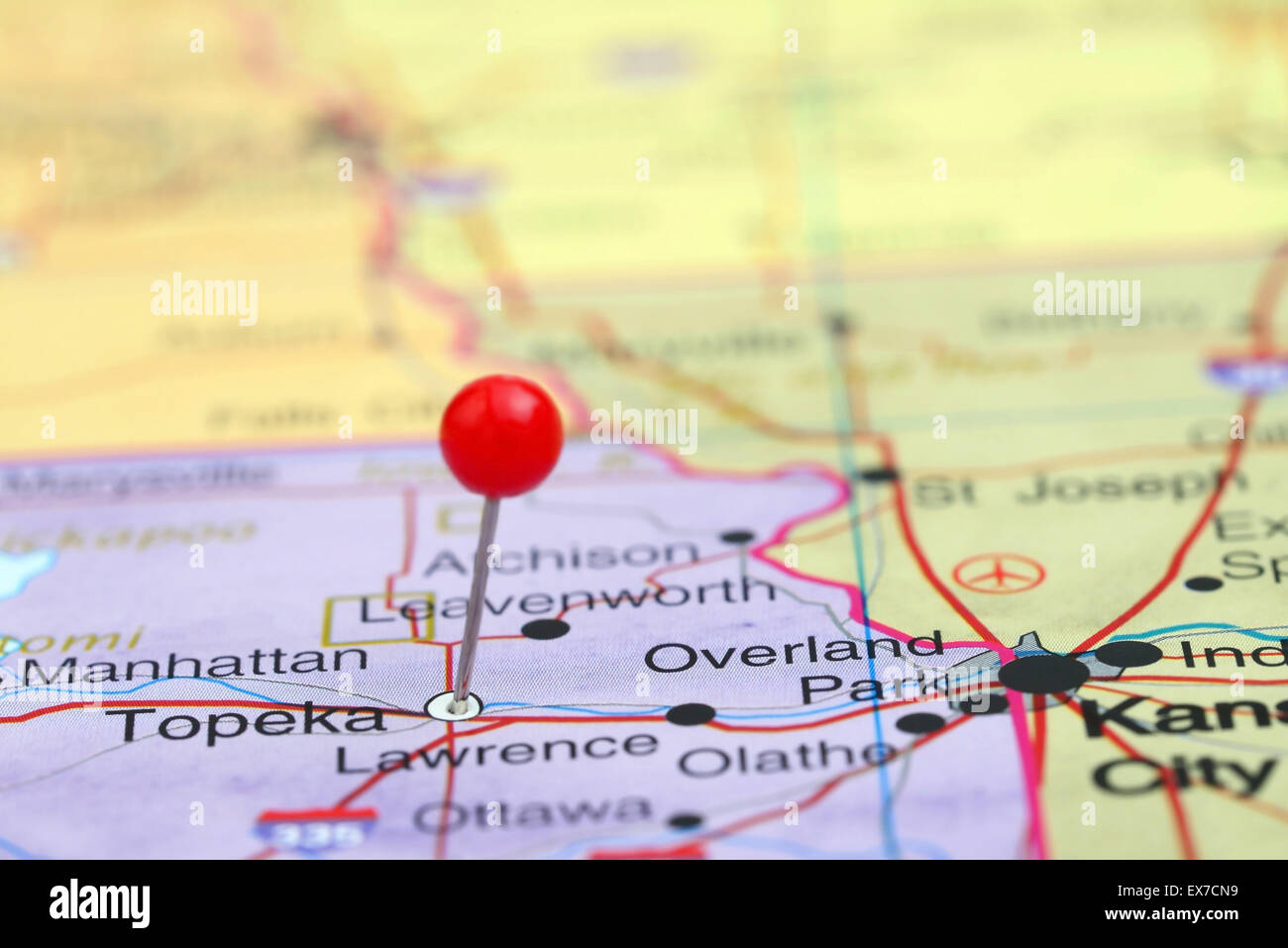 Topeka sur une carte de France Banque D'Images