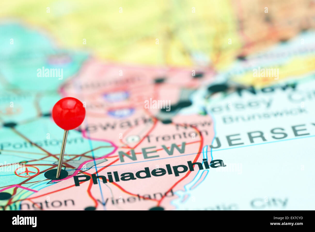 Philadelphia sur une carte de France Banque D'Images