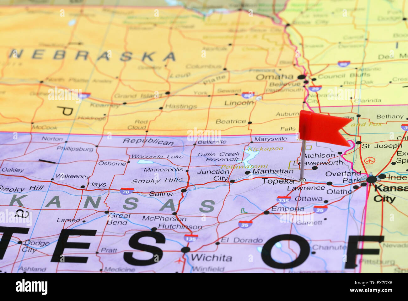 Topeka sur une carte de France Banque D'Images