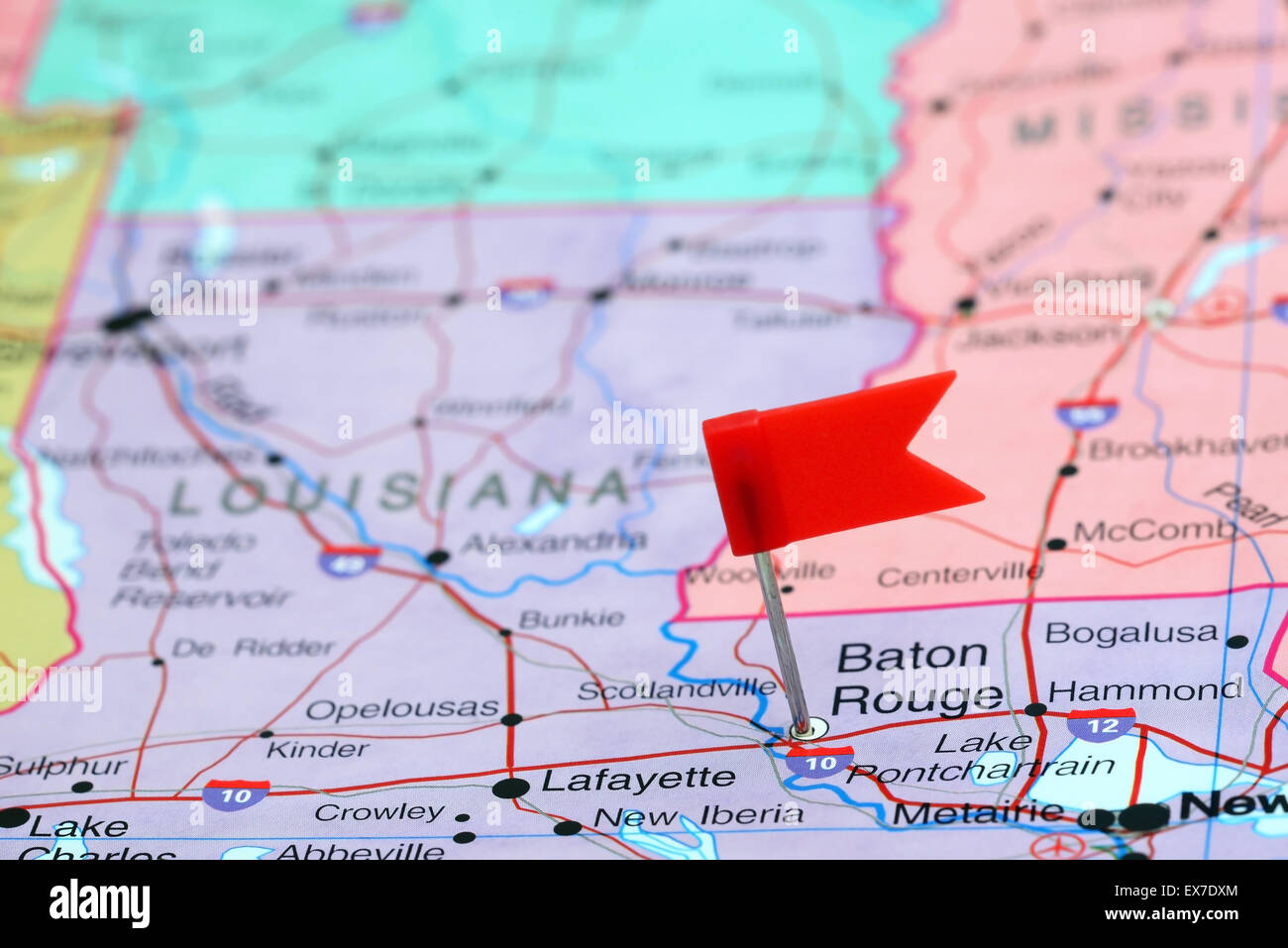 Baton Rouge sur une carte de France Banque D'Images