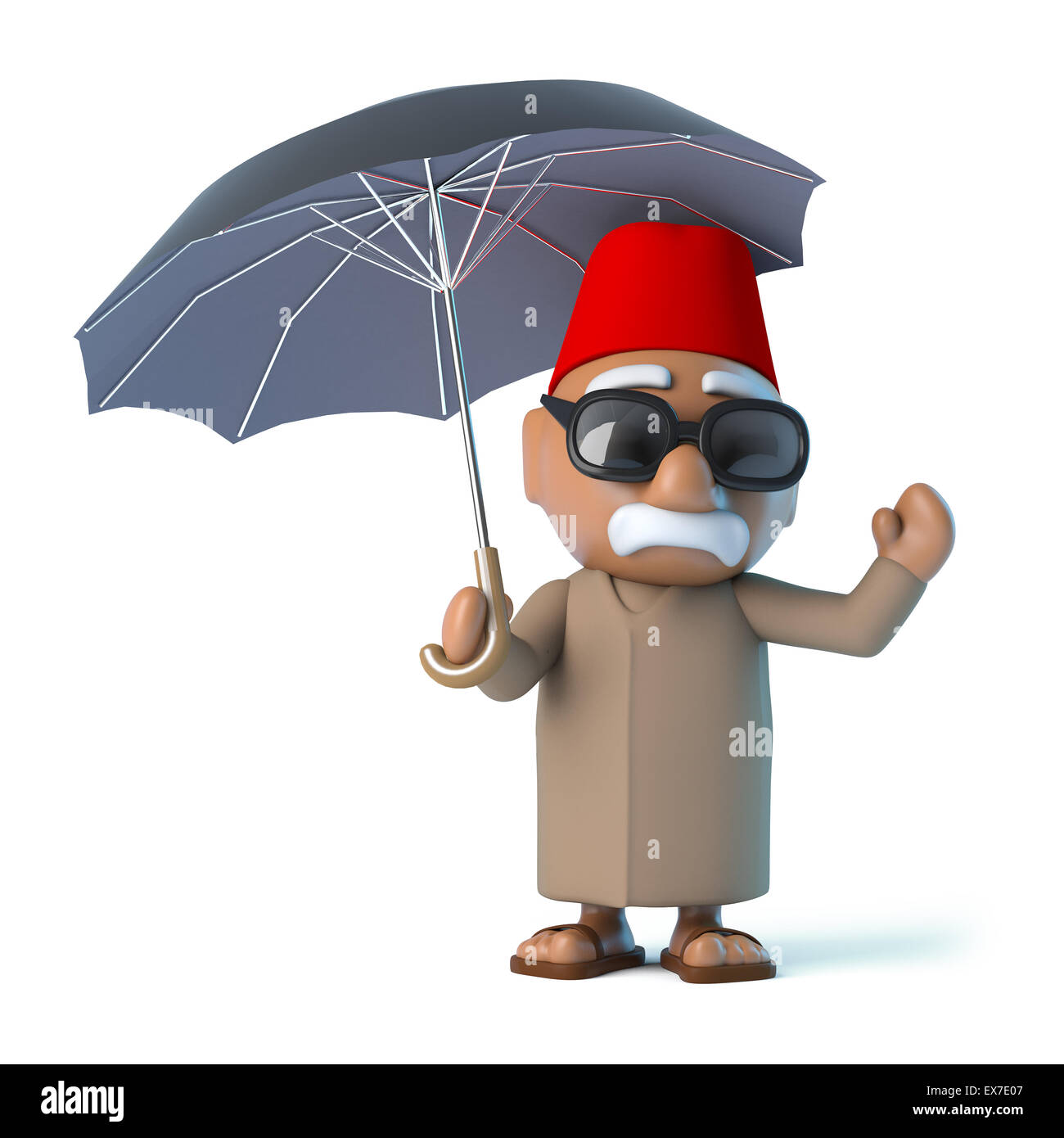 3D render of a holding marocain un parapluie Banque D'Images