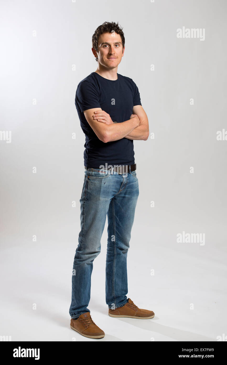 L'équipe cycliste Geraint Thomas. Banque D'Images