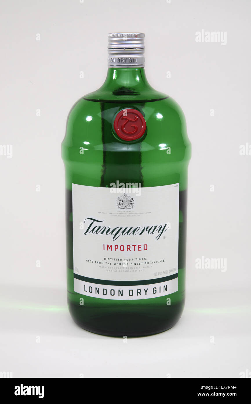 Bouteille de Gin Tanqueray Banque D'Images