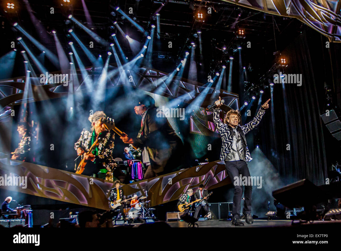 Detroit, Michigan, USA. 8 juillet, 2015. Les ROLLING STONES effectuer sur le Code Zip Tour à Comerica Park à Detroit, MI le 8 juillet 2015 Crédit : Marc Nader/ZUMA/Alamy Fil Live News Banque D'Images