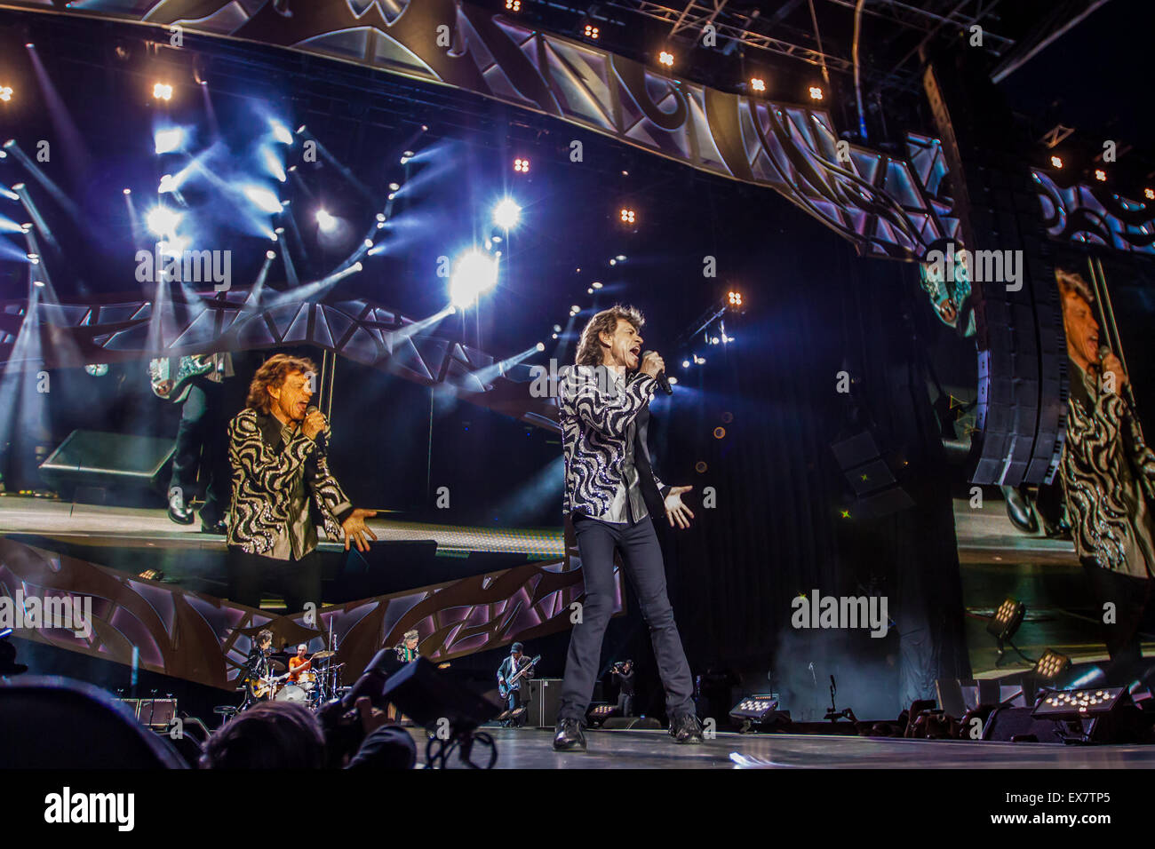 Detroit, Michigan, USA. 8 juillet, 2015. Les ROLLING STONES effectuer sur le Code Zip Tour à Comerica Park à Detroit, MI le 8 juillet 2015 Crédit : Marc Nader/ZUMA/Alamy Fil Live News Banque D'Images