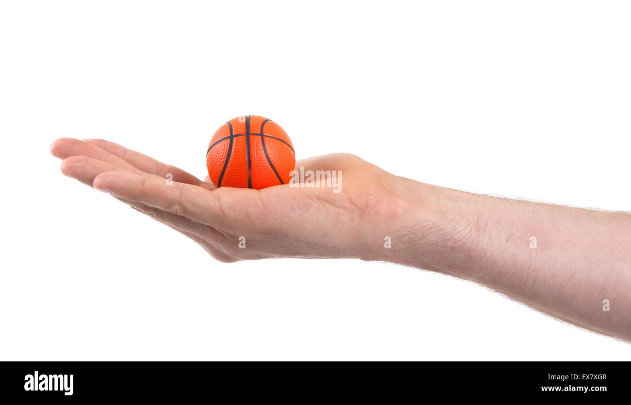 Petit jouet ballon de basket-ball isolé sur fond blanc Banque D'Images