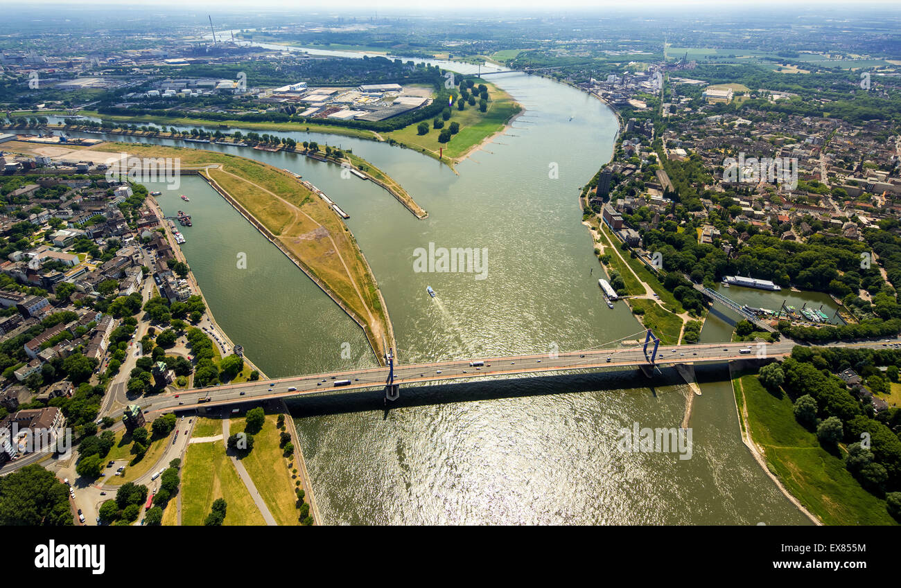 L'estuaire de la Ruhr et du Rhin, Rhine-Herne d'entrée dans le canal Rhin, de la Ruhr, Duisburg, Rhénanie du Nord-Westphalie, Allemagne Banque D'Images