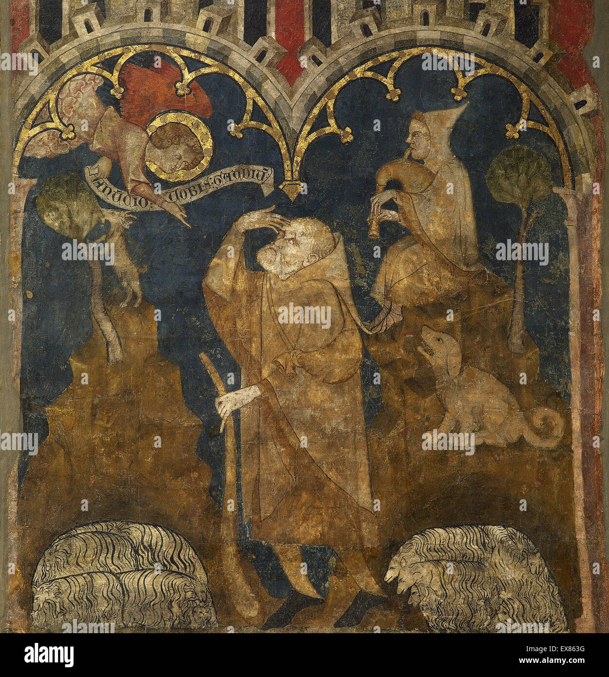 L'Espagne. Navarre. Olite. Second maître d'Olite (14e siècle). L'Annonciation aux bergers. Circa 1333. L'art gothique de Olite. Musée de Navarre. Pampelune. L'Espagne. Banque D'Images