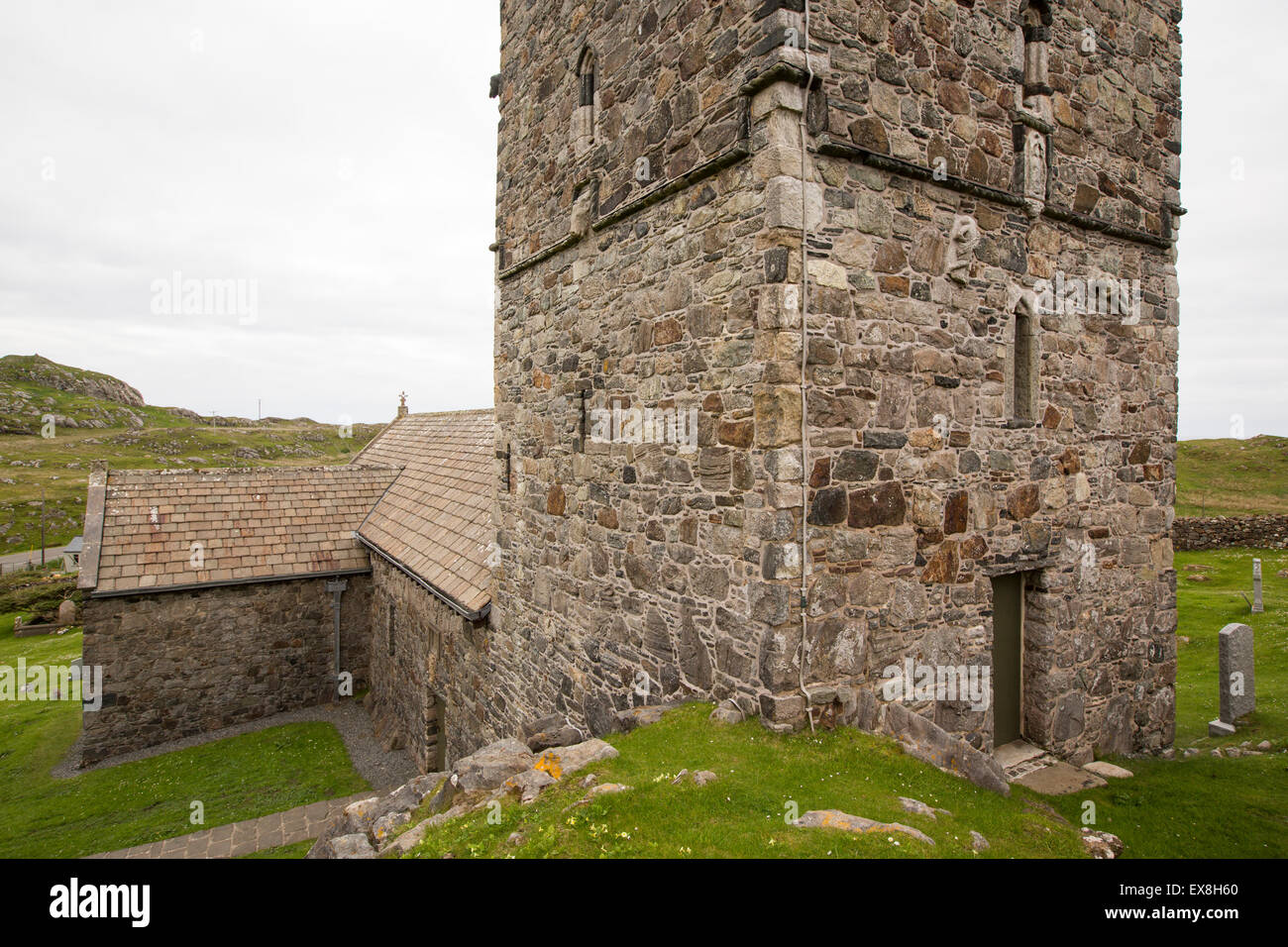 Dans l'église St Clements Rodel, Isle of Harris, îles Hébrides, Ecosse, Royaume-Uni, et l'ancienne église du 15ème siècle construit pour les chefs Banque D'Images