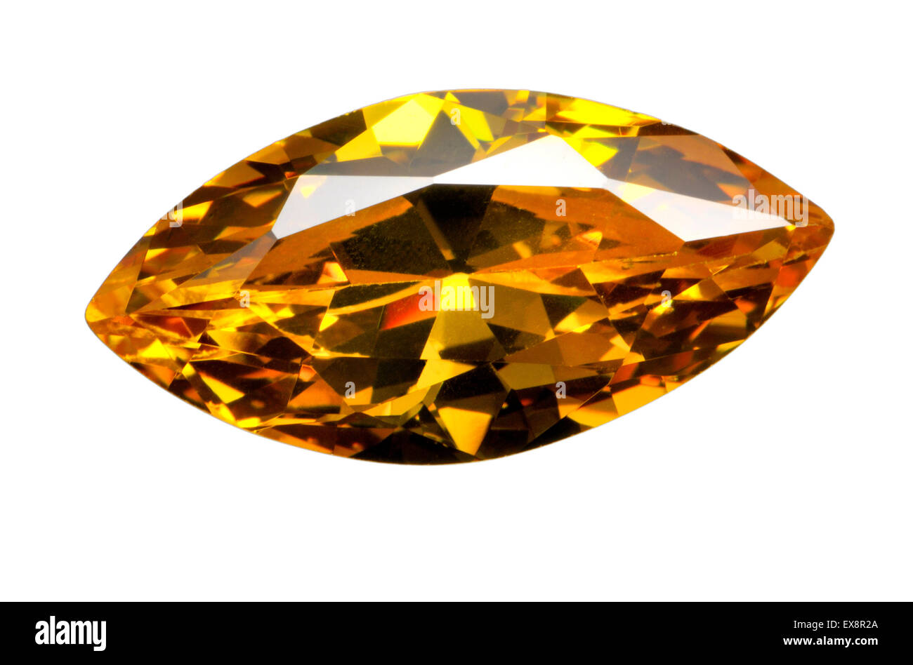 Marquise cut citrine synthétique (pierre précieuse / lab-créé) Banque D'Images