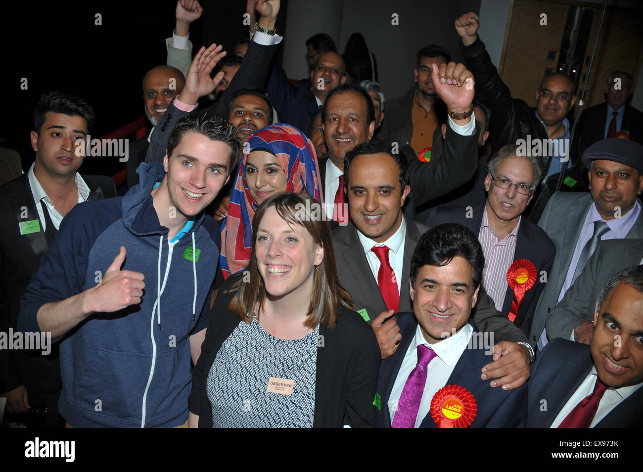 2015 Résultats des élections locales de Birmingham à ICC à Birmingham avec : Jess Phillips (MP) du travail, du travail de supports où : Birmingham, Royaume-Uni Quand : 08 mai 2015 Banque D'Images