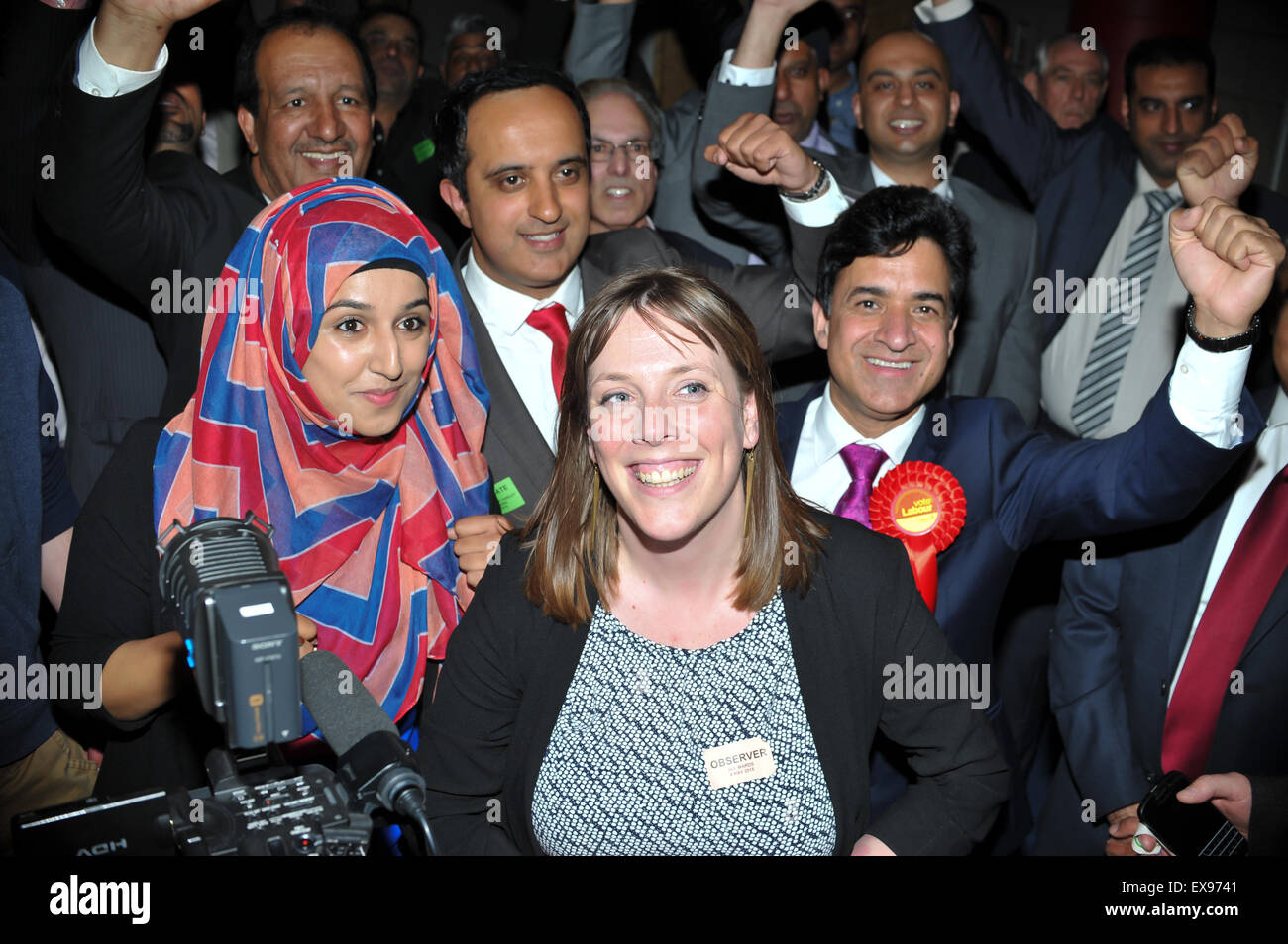 2015 Résultats des élections locales de Birmingham à ICC à Birmingham avec : Jess Phillips (MP) du travail, du travail de supports où : Birmingham, Royaume-Uni Quand : 08 mai 2015 Banque D'Images