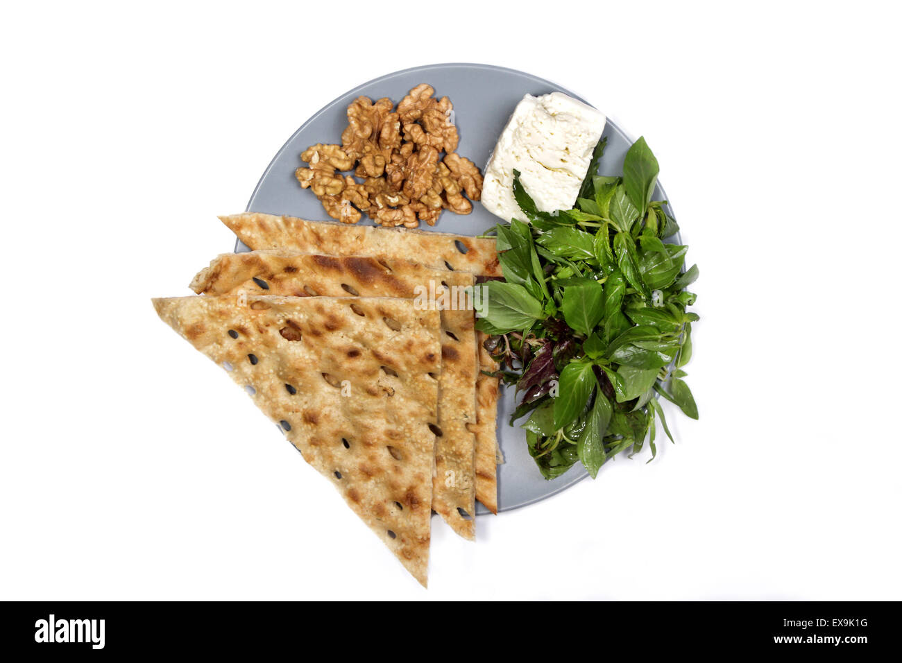 Pain, fromage et basilic noix de Pentecôte Banque D'Images