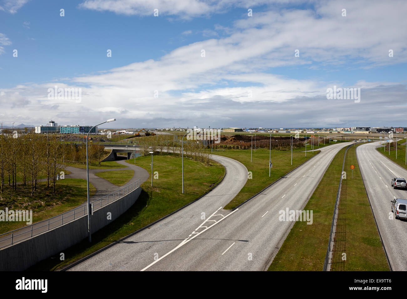 La ville de Reykjavik ringroad hringvegur et domestiques, chemin de l'islande Banque D'Images