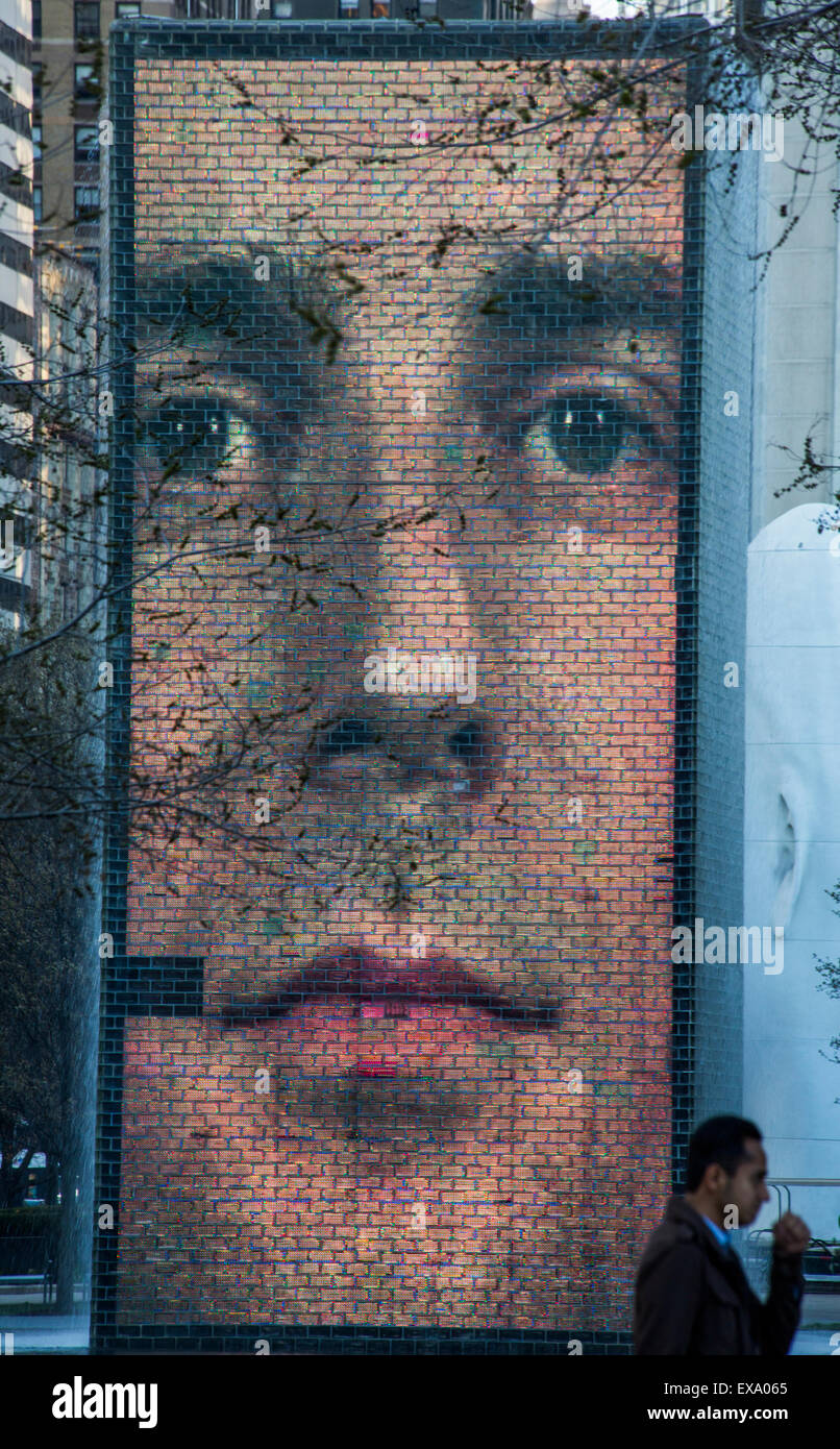 Crown fountain, Millennium Park, Chicago, Illinois, États-Unis Banque D'Images