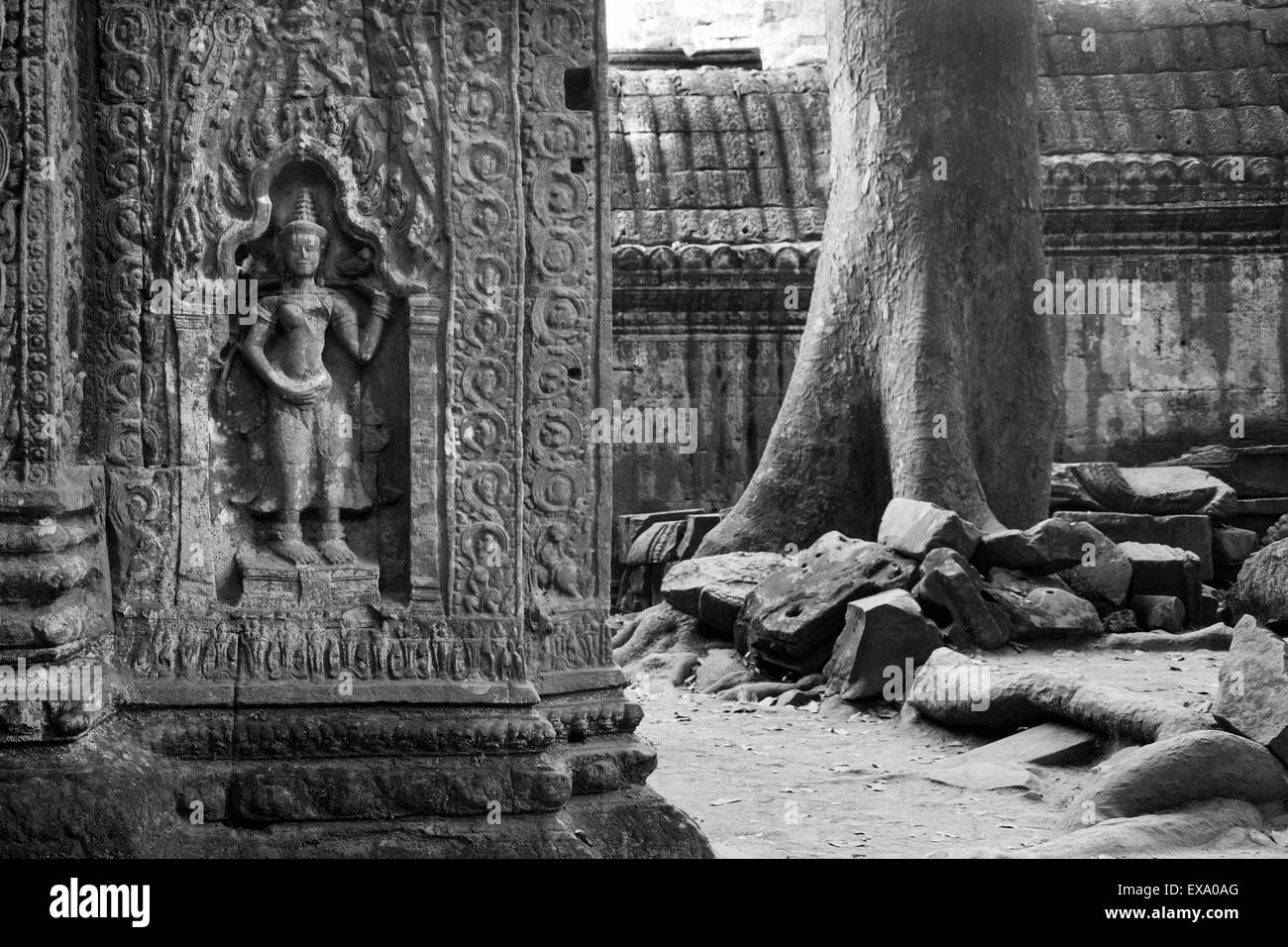 L'Asie, Cambodge, Siem Reap, sculptures sur pierre d'Apsara," "un esprit féminin des nuages et des eaux dans la mythologie hindoue et bouddhiste Banque D'Images