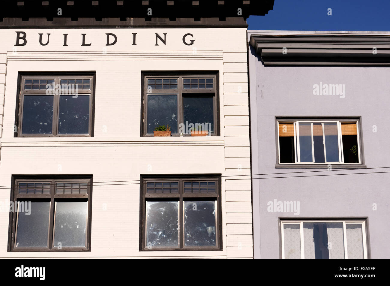 Ancien bâtiment restauré façades sur Main Street, Vancouver, BC, Canada Banque D'Images
