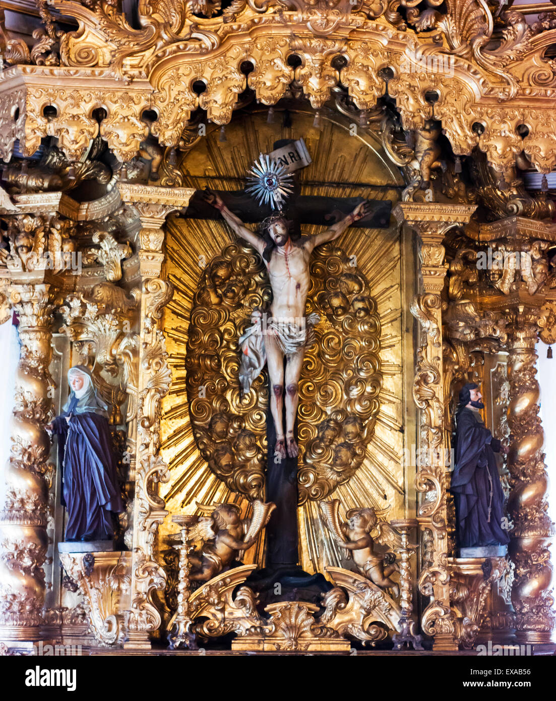 Détail d'icônes religieuses dans l'église de São Francisco. Banque D'Images