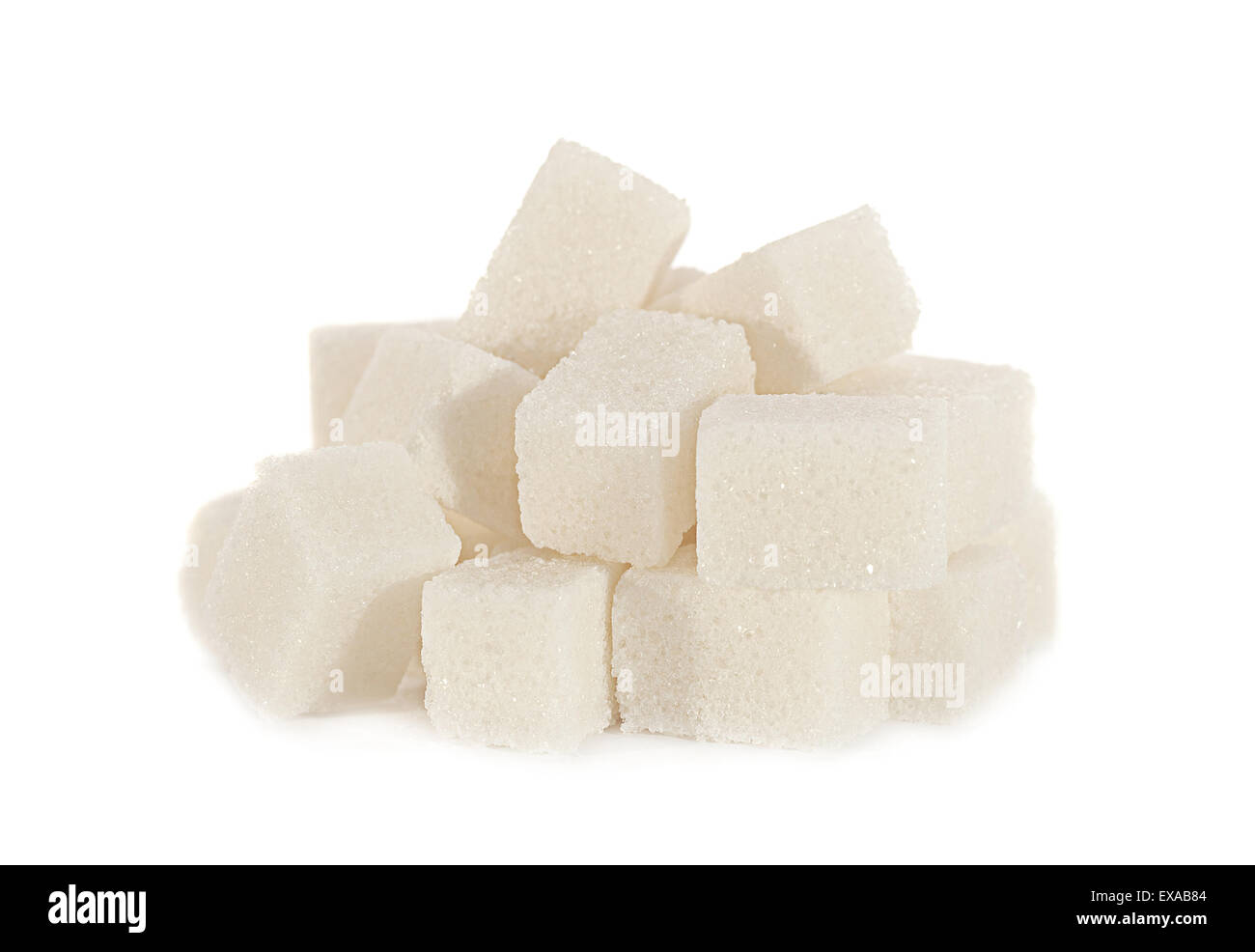 White cube de sucre heap isolé sur fond blanc Banque D'Images
