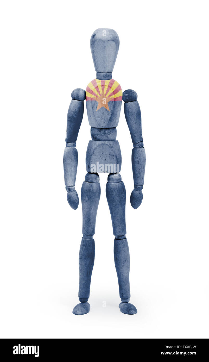 Ancien mannequin mannequin de bois avec nous drapeau bodypaint - Arizona Banque D'Images