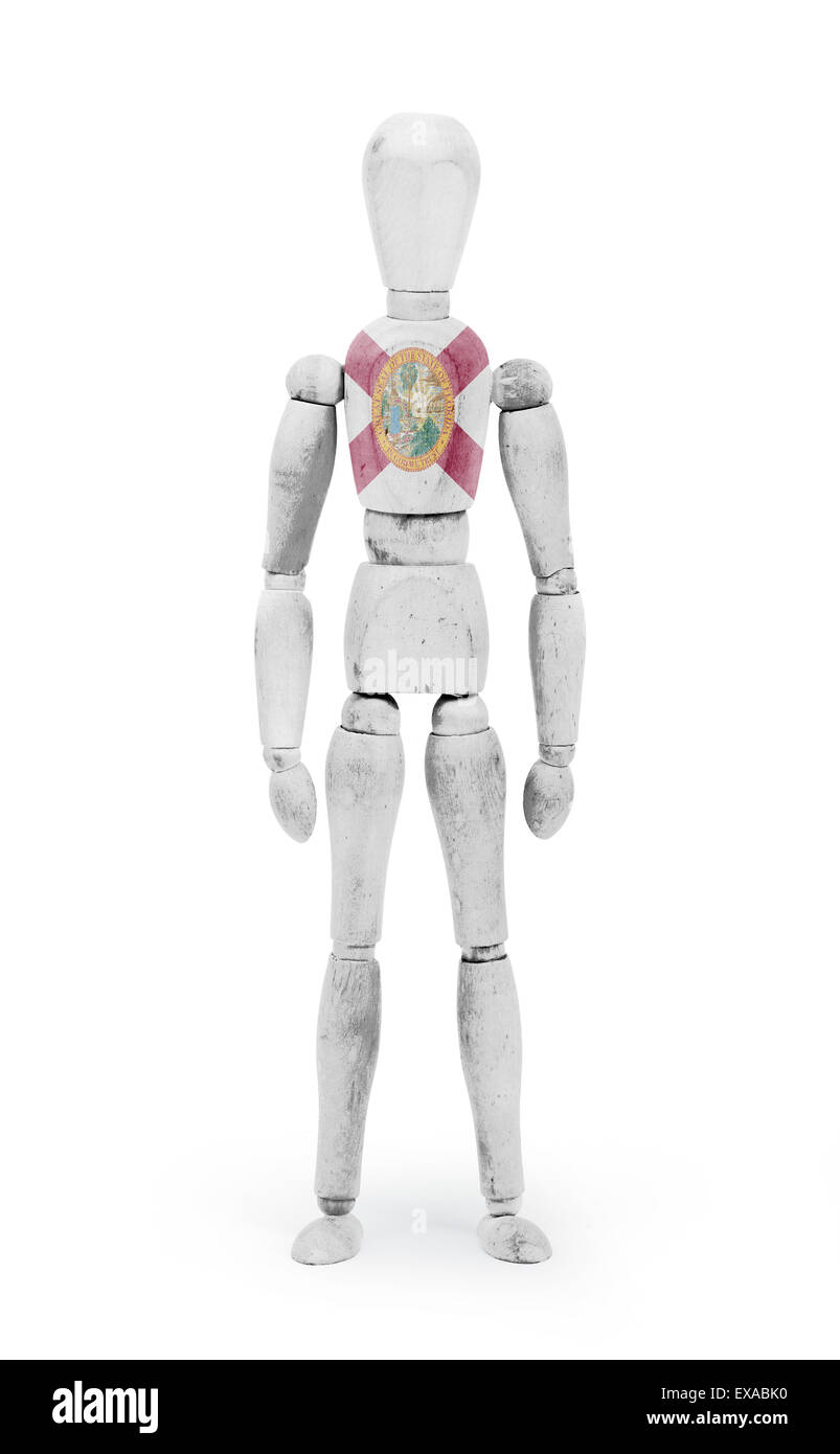 Vieux bois figure mannequin avec drapeau d'État des États-Unis Floride - bodypaint Banque D'Images