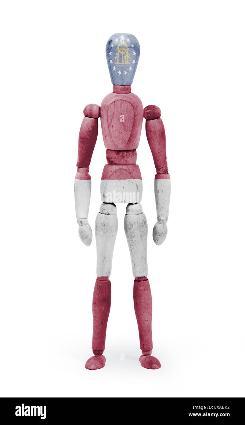 Vieux bois figure mannequin avec drapeau d'État des États-Unis - Géorgie bodypaint Banque D'Images