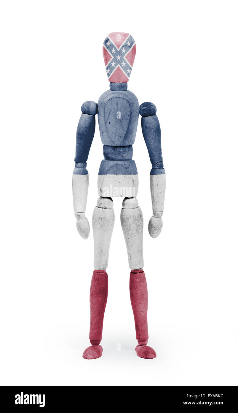 Ancien mannequin mannequin de bois avec nous drapeau bodypaint - Mississippi Banque D'Images