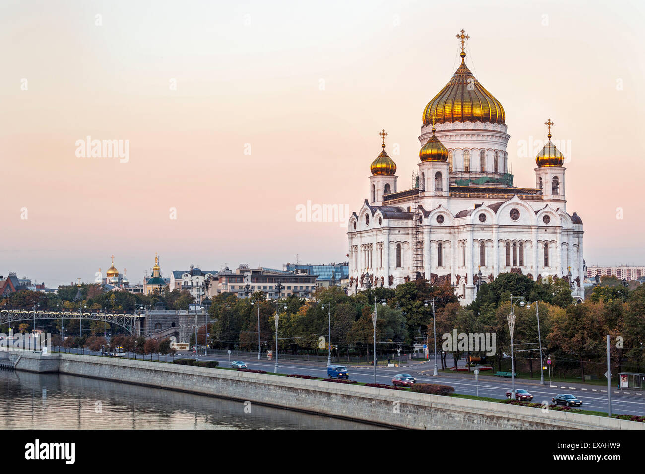 Cathédrale de Christ le Sauveur et Moskova, Moscou, Russie, Europe Banque D'Images