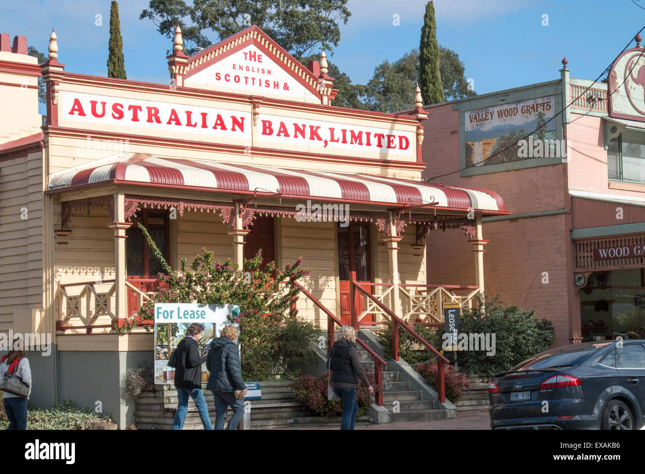 Kangaroo Valley centre village ancien style traditionnel et l'ancienne banque, New South Wales, Australie Banque D'Images