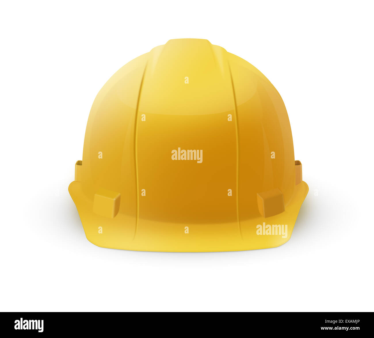 L'icône casque en plastique dur jaune isolé sur fond blanc. Pour représenter la sécurité ou la construction. Banque D'Images